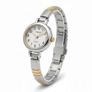 Carriage By Timex Womens Two Tone Silver Gold Stretch Band Quartz Watch